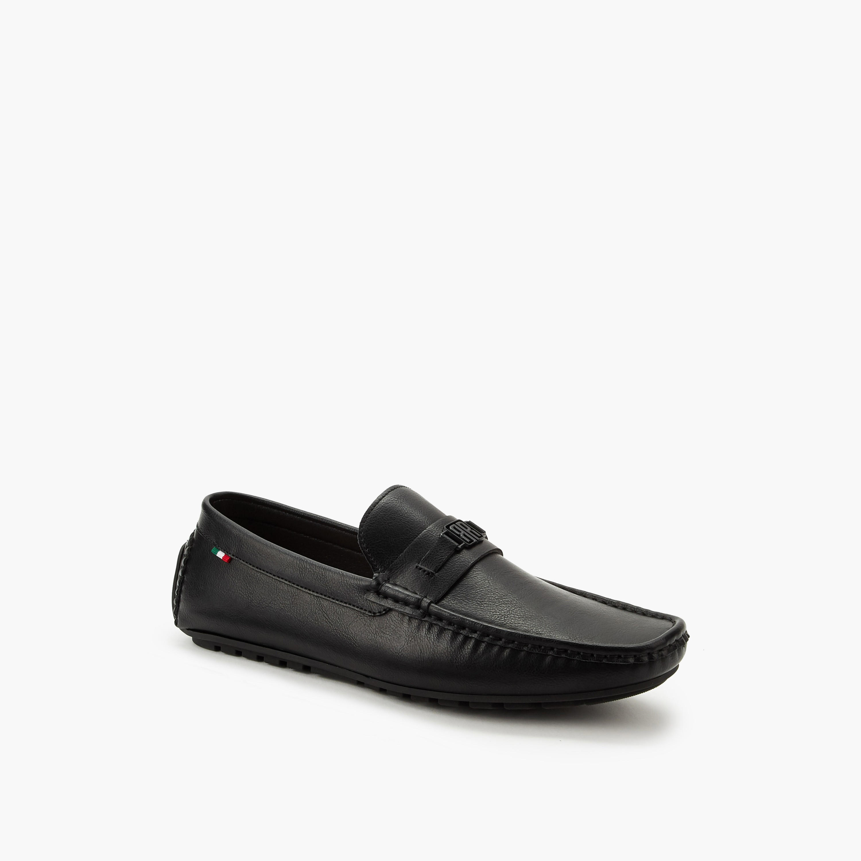 Renzo Ruganni Men Logo Accent Slip-On Moccasins-men-shoes-loafersandmoccasins-image-2
