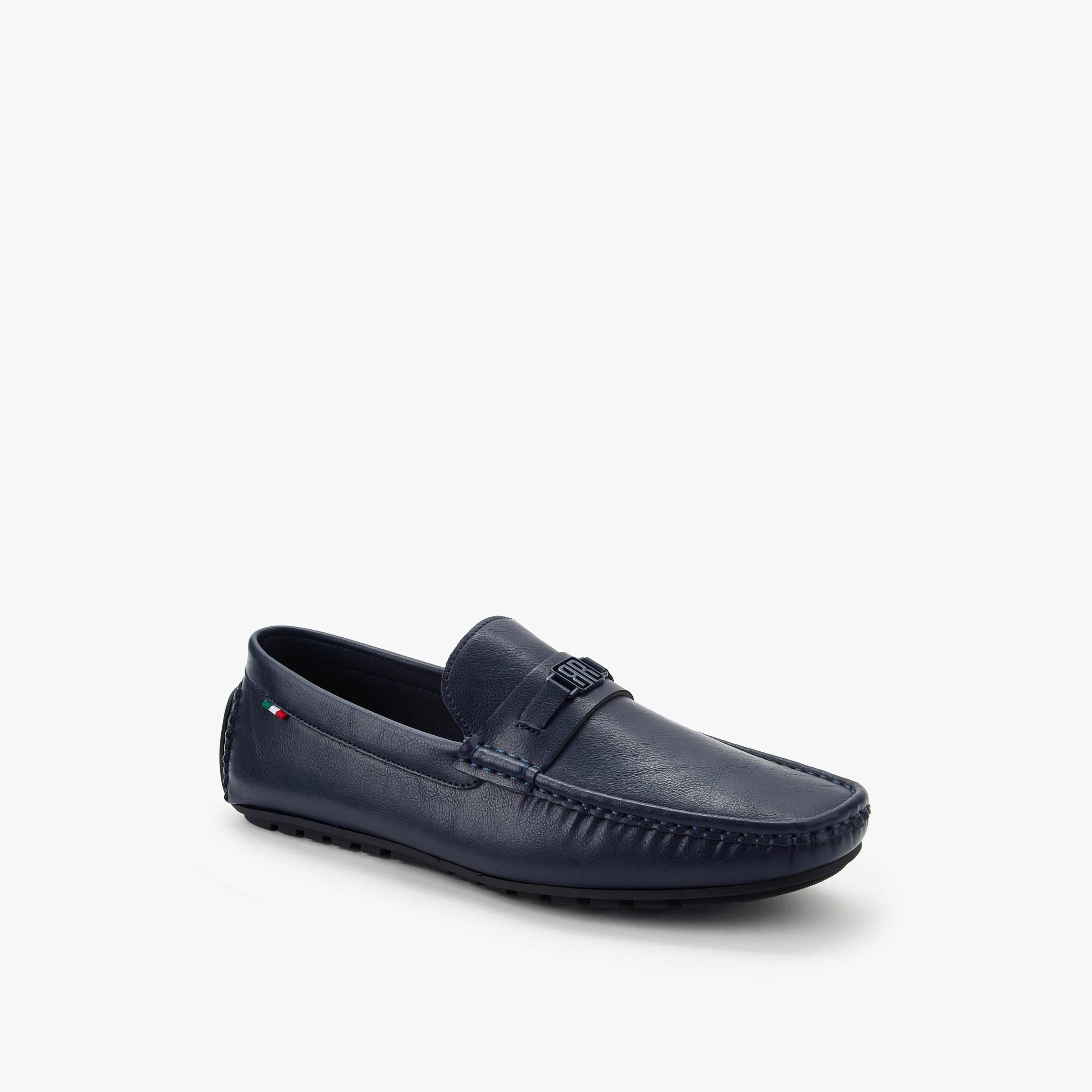 Renzo Ruganni Men Logo Accent Slip-On Moccasins-men-shoes-loafersandmoccasins-image-2