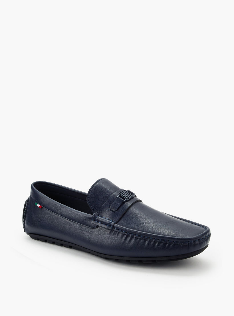 Renzo Ruganni Men Logo Accent Slip-On Moccasins-men-shoes-loafersandmoccasins-image-2