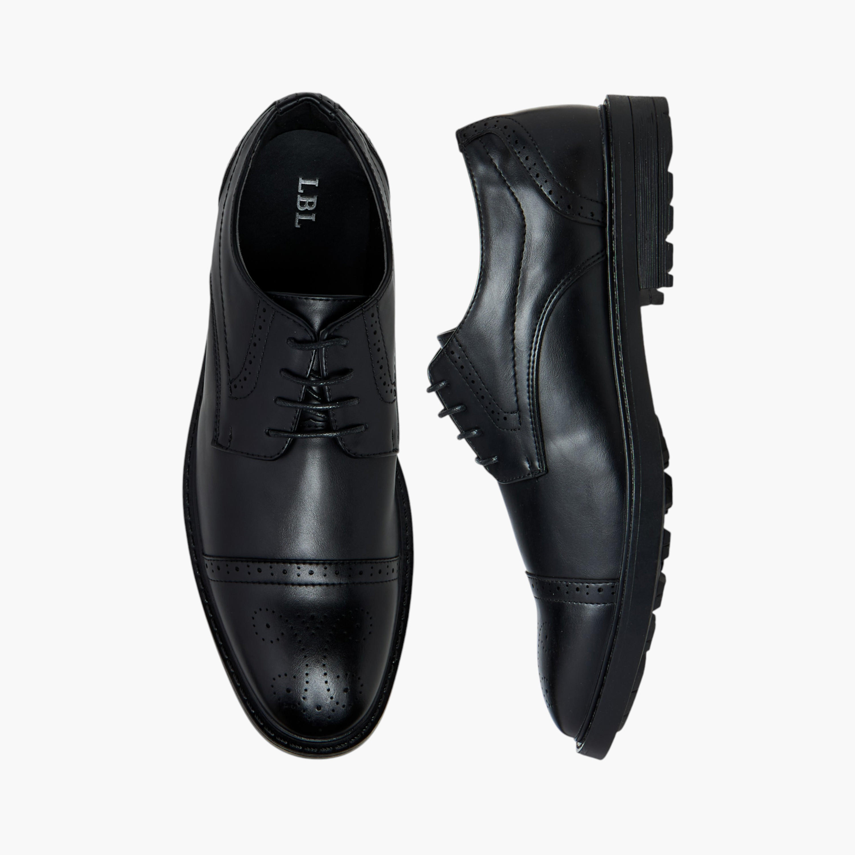 LBL by Shoexpress Perforated Lace-Up Derby Shoes-men-shoes-formalshoes-image-1