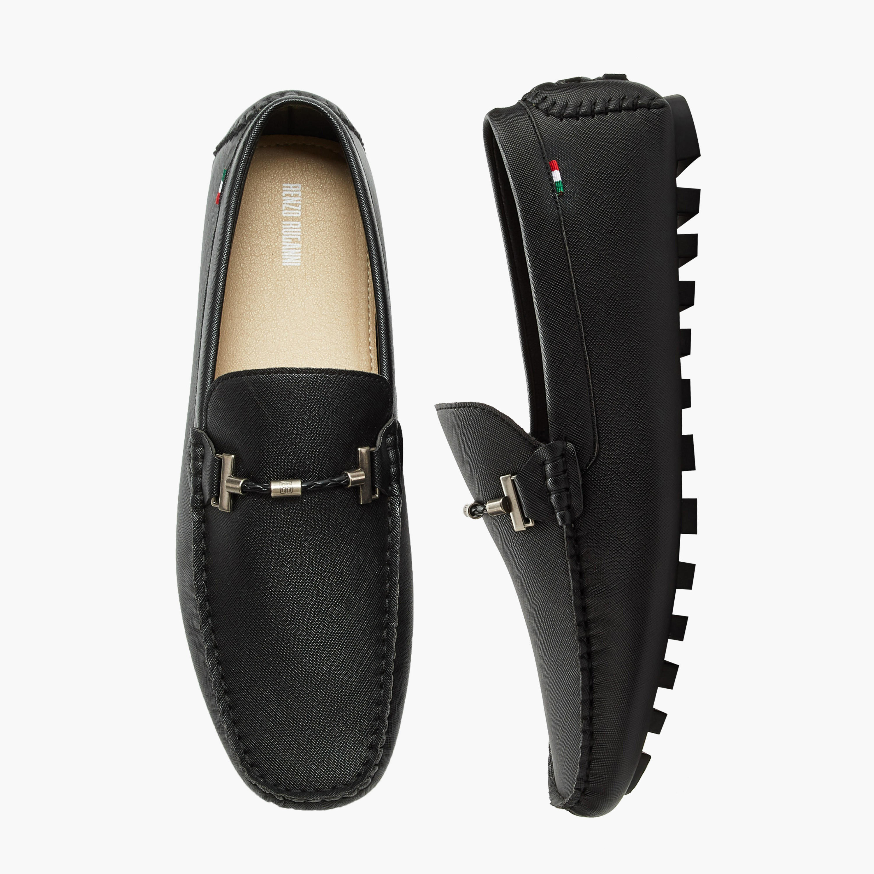Renzo Ruganni Men Textured Slip-On Moccasins-men-shoes-loafersandmoccasins-image-1