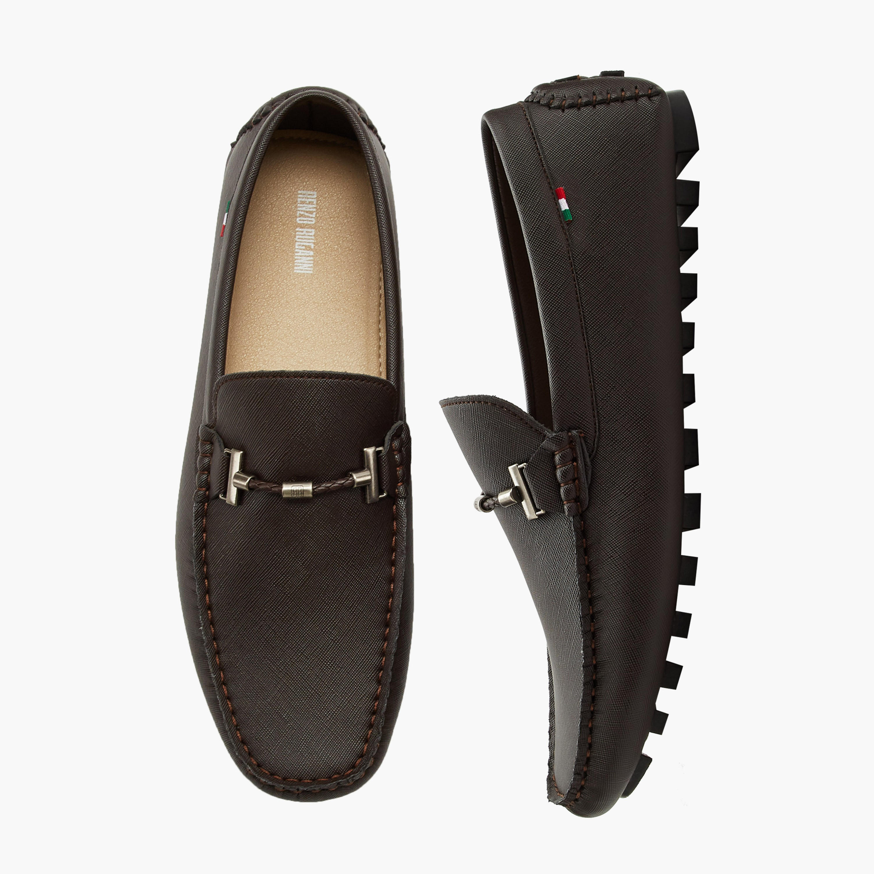 Renzo Ruganni Men Textured Slip-On Moccasins-men-shoes-loafersandmoccasins-image-1