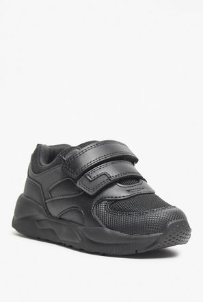 Juniors Kids Mesh Textured School Shoes with Hook and Loop Closure-boys-shoes-schoolshoes-image-1