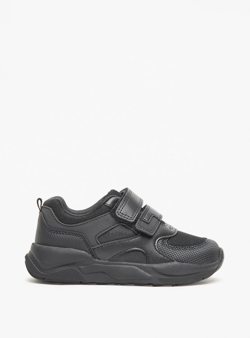 Juniors Kids Mesh Textured School Shoes with Hook and Loop Closure-boys-shoes-schoolshoes-image-3