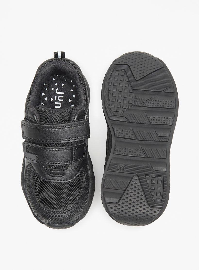 Juniors Kids Mesh Textured School Shoes with Hook and Loop Closure-boys-shoes-schoolshoes-image-4