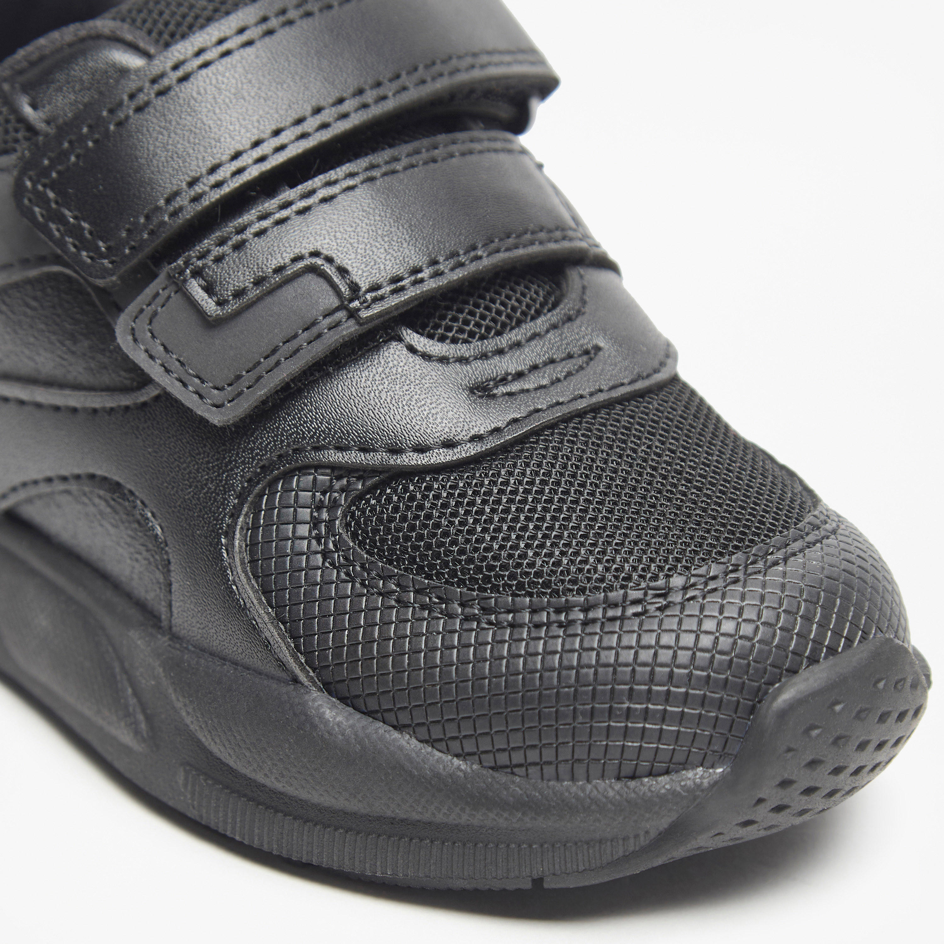 Juniors Kids Mesh Textured School Shoes with Hook and Loop Closure-boys-shoes-schoolshoes-image-5