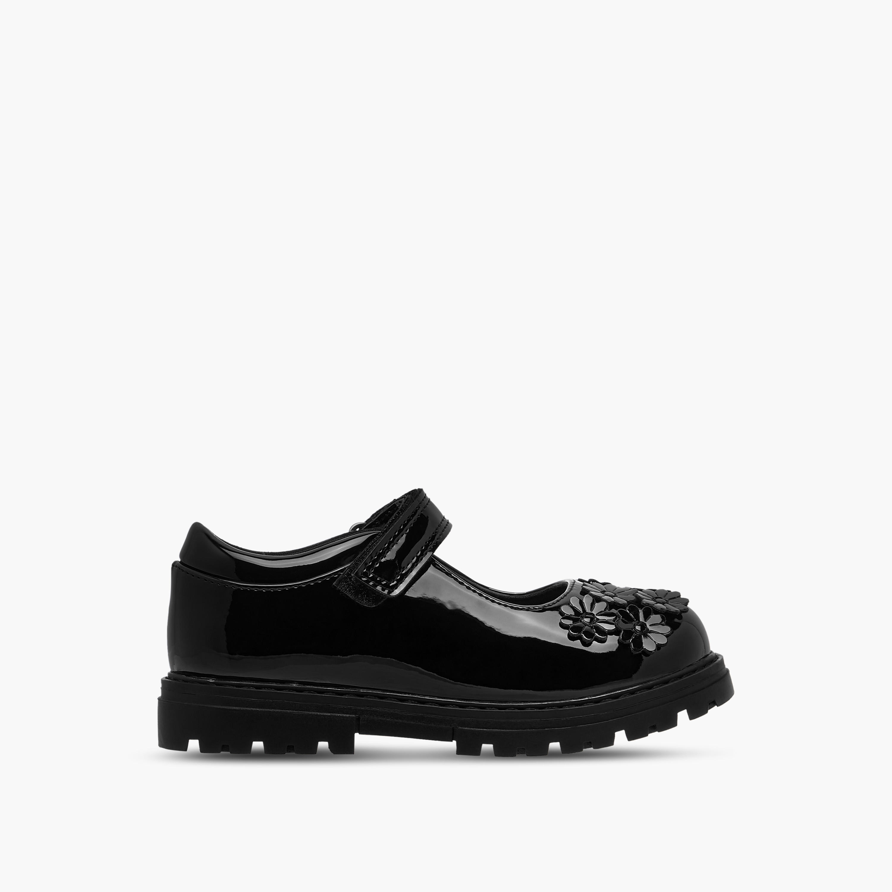 Juniors Flower Applique Mary Jane School Shoes with Hook and Loop Closure-girls-shoes-schoolshoes-image-3