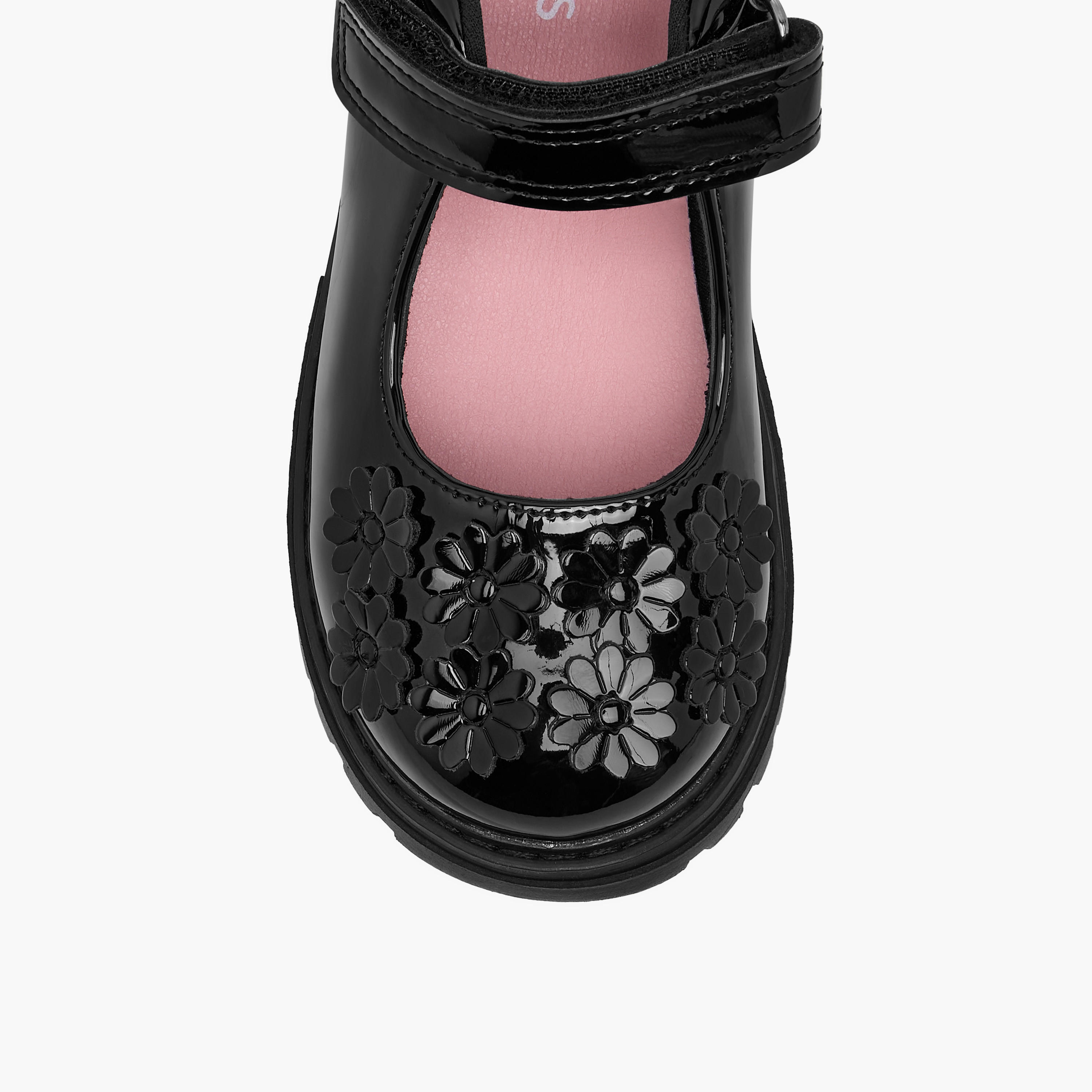 Juniors Flower Applique Mary Jane School Shoes with Hook and Loop Closure-girls-shoes-schoolshoes-image-4