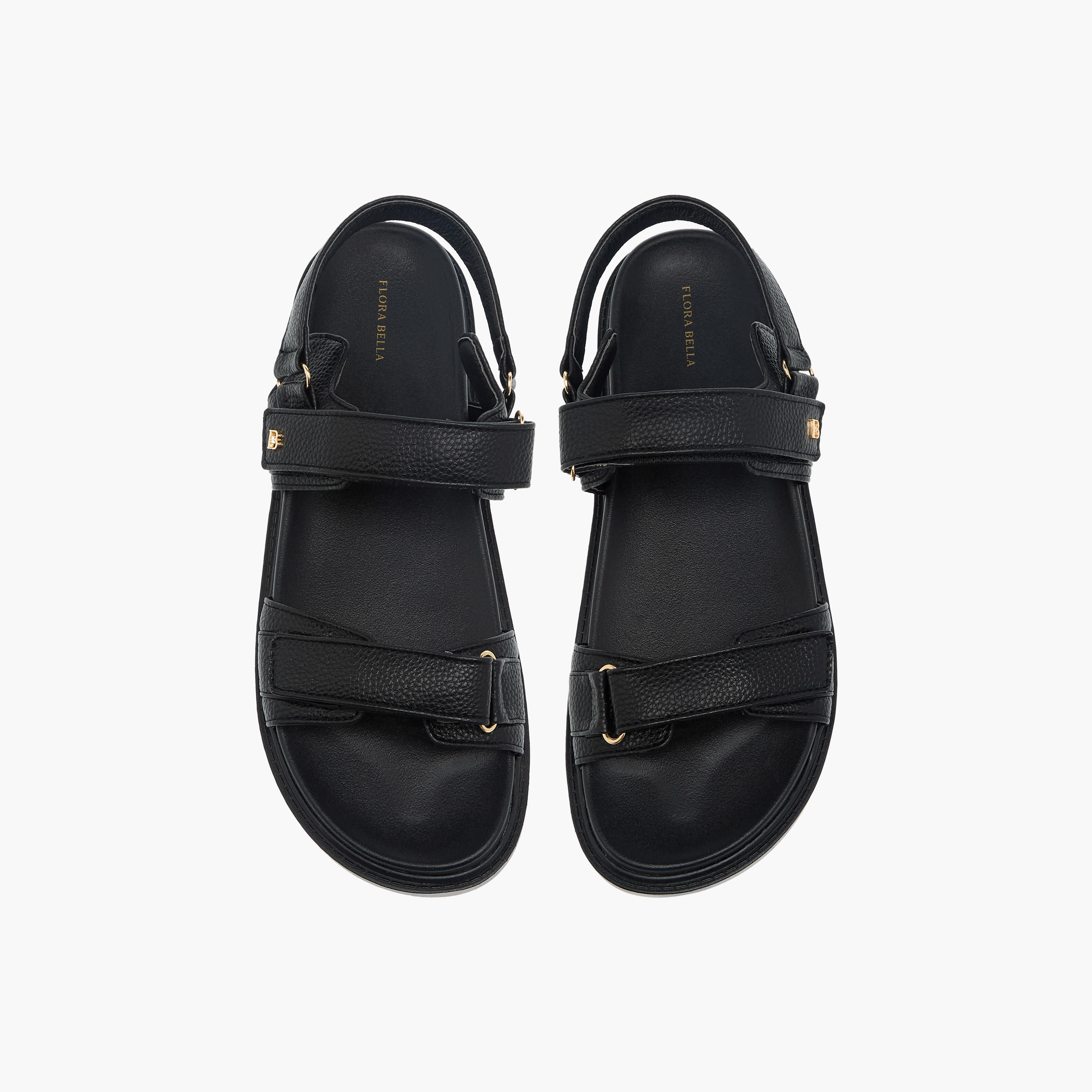 Flora Bella Textured Strap Sandals with Hook and Loop Closure.-women-shoes-flats-sandals-image-1
