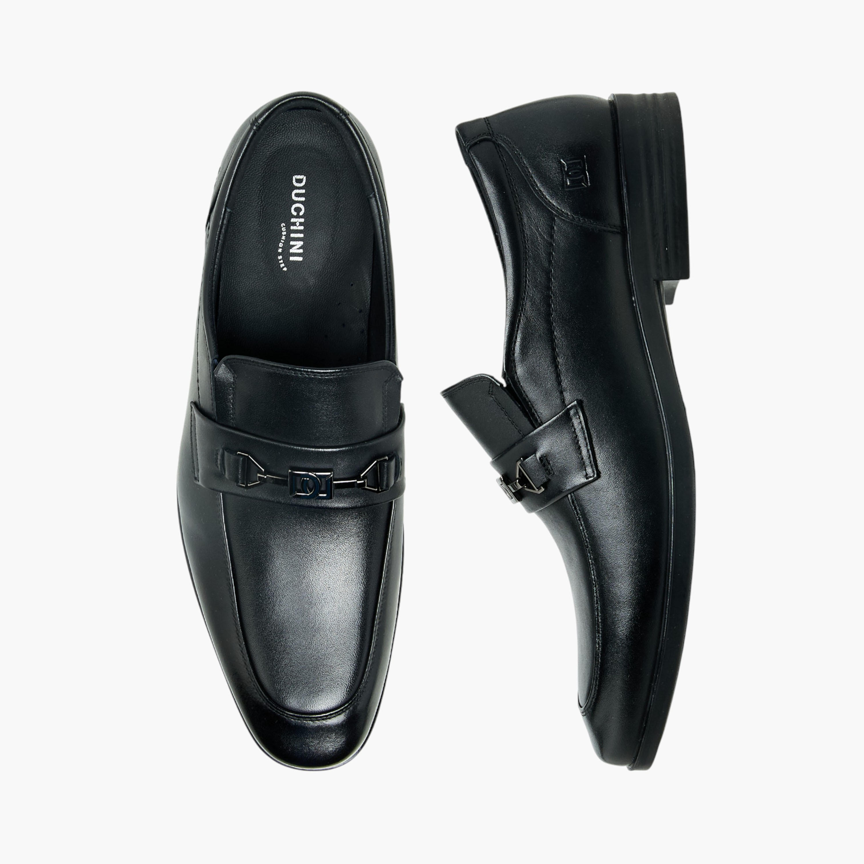 Duchini Men Metal Accent Genuine Leather Loafers-men-shoes-loafersandmoccasins-image-1
