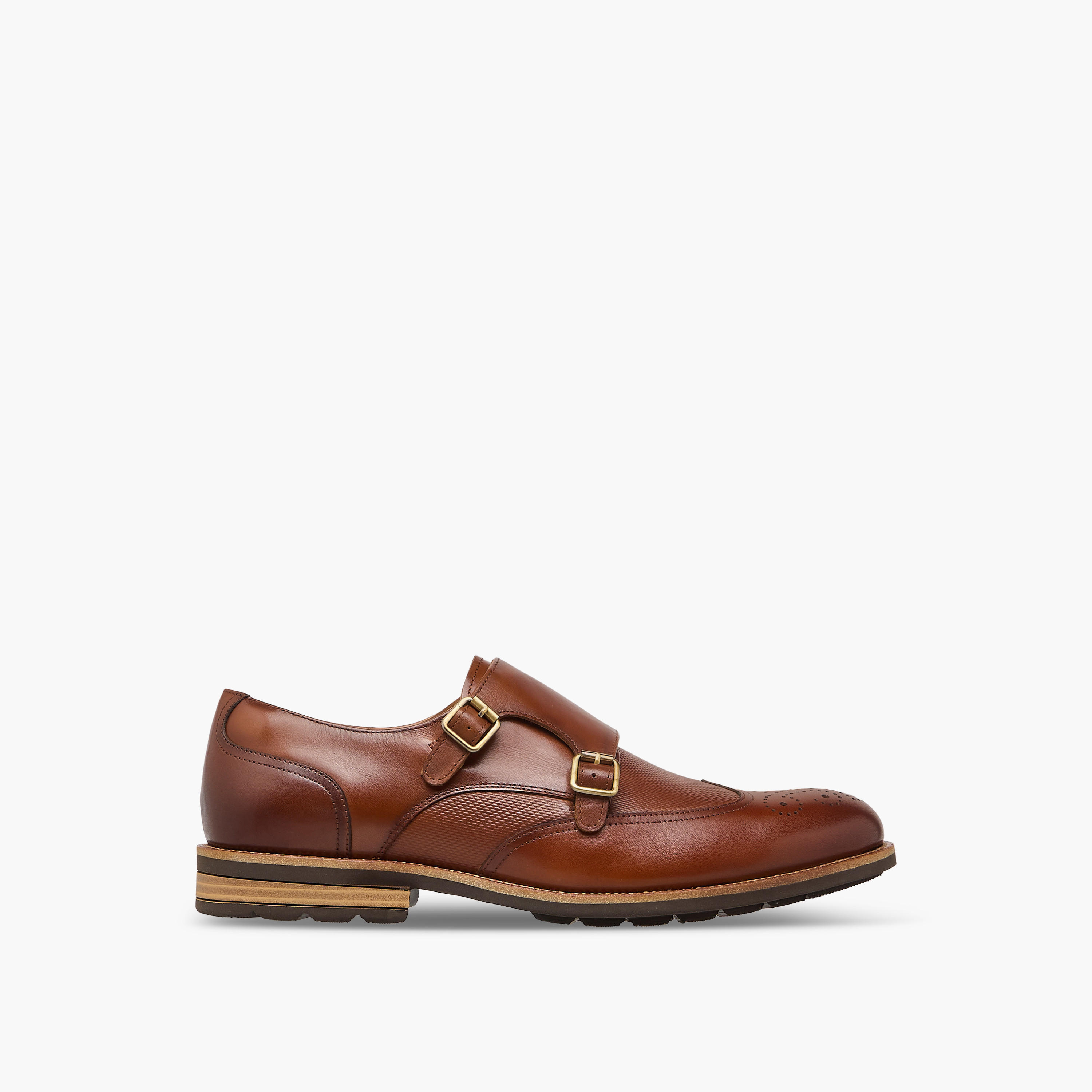 Duchini Men's Leather Panelled Slip-On Monk Strap Shoes with Buckle Accent-men-shoes-formalshoes-image-3