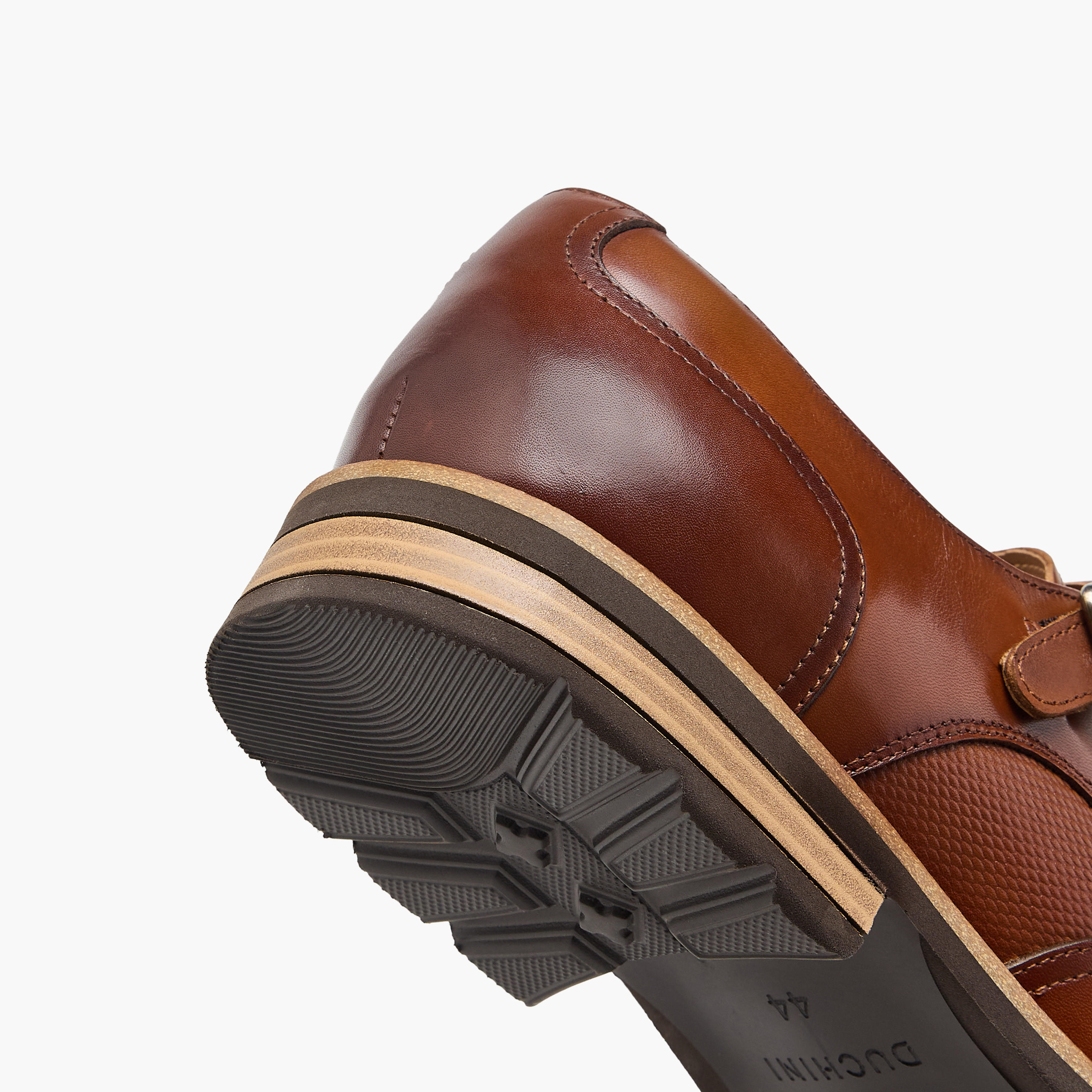 Duchini Men's Leather Panelled Slip-On Monk Strap Shoes with Buckle Accent-men-shoes-formalshoes-image-5