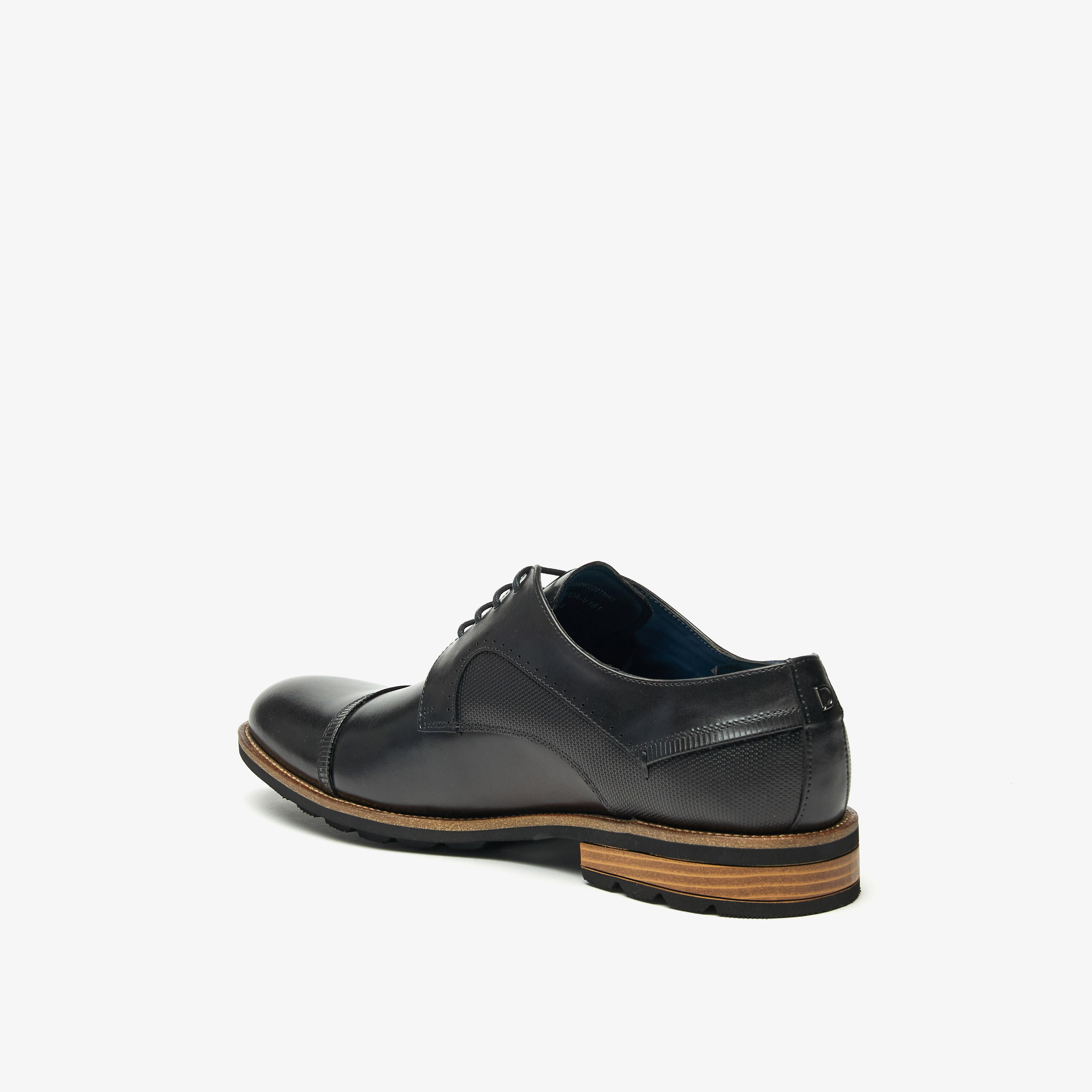 Duchini Men's Textured Derby Shoes with Lace-Up Closure-men-shoes-formalshoes-image-7