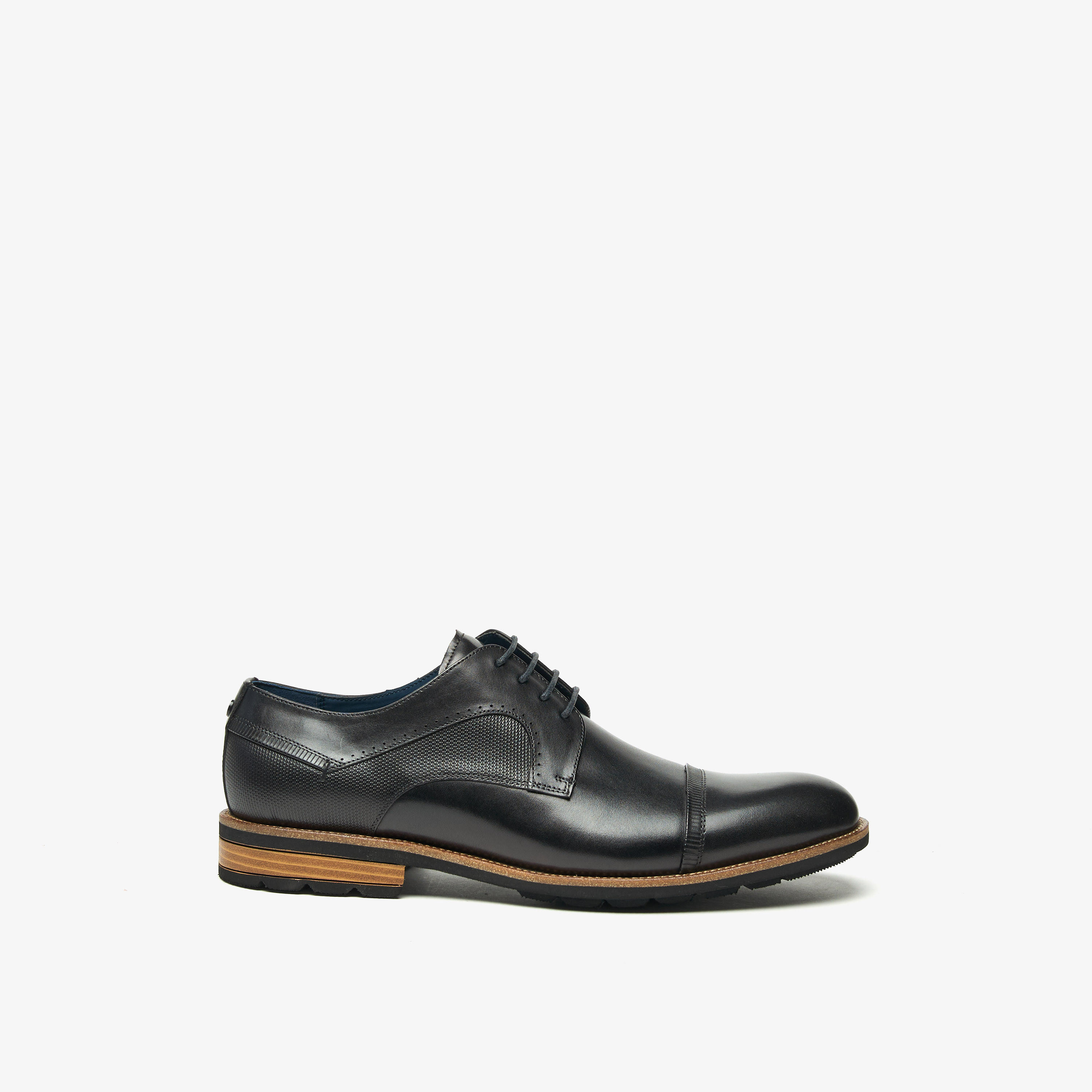 Duchini Men's Textured Derby Shoes with Lace-Up Closure-men-shoes-formalshoes-image-8
