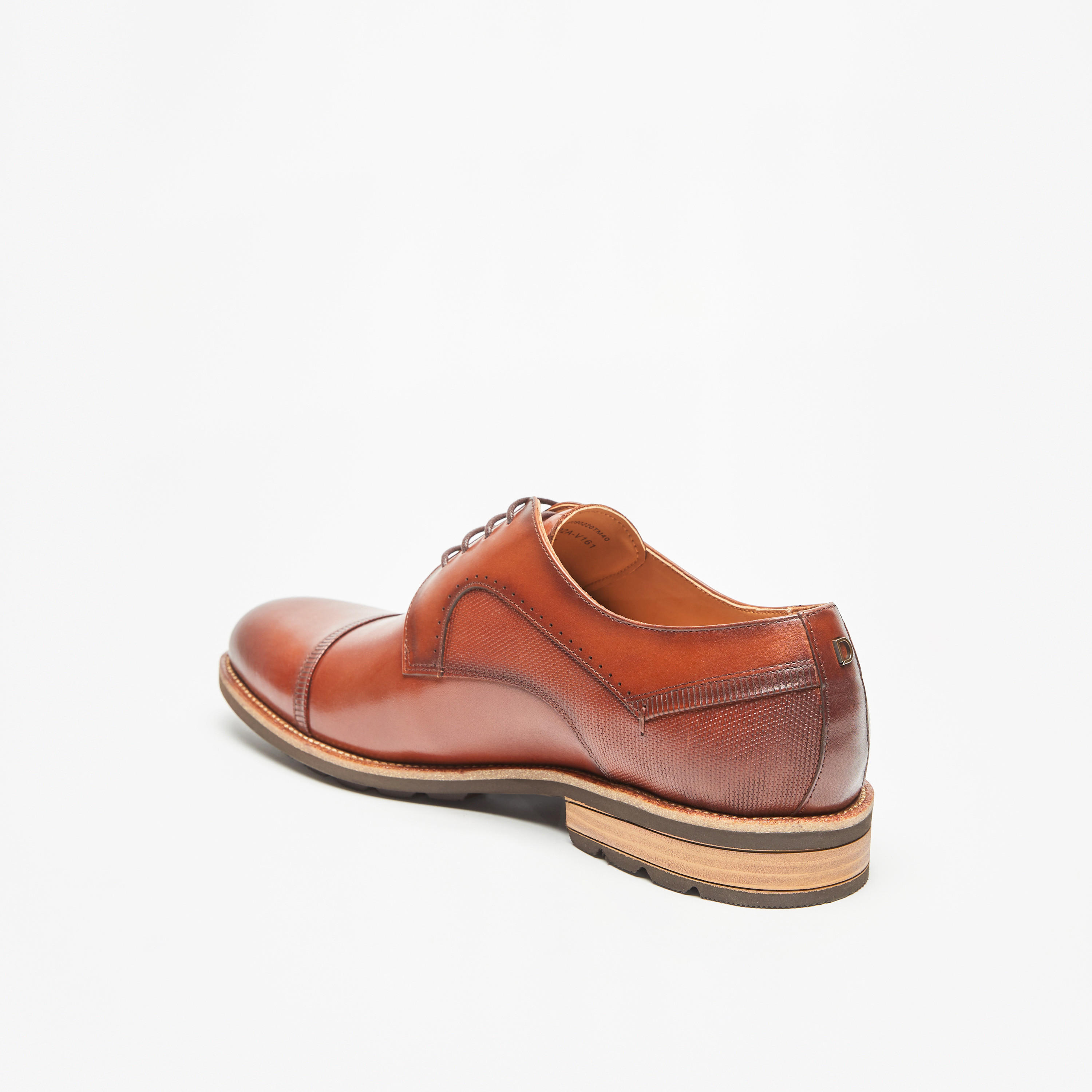 Duchini Men's Textured Derby Shoes with Lace-Up Closure-men-shoes-formalshoes-image-3