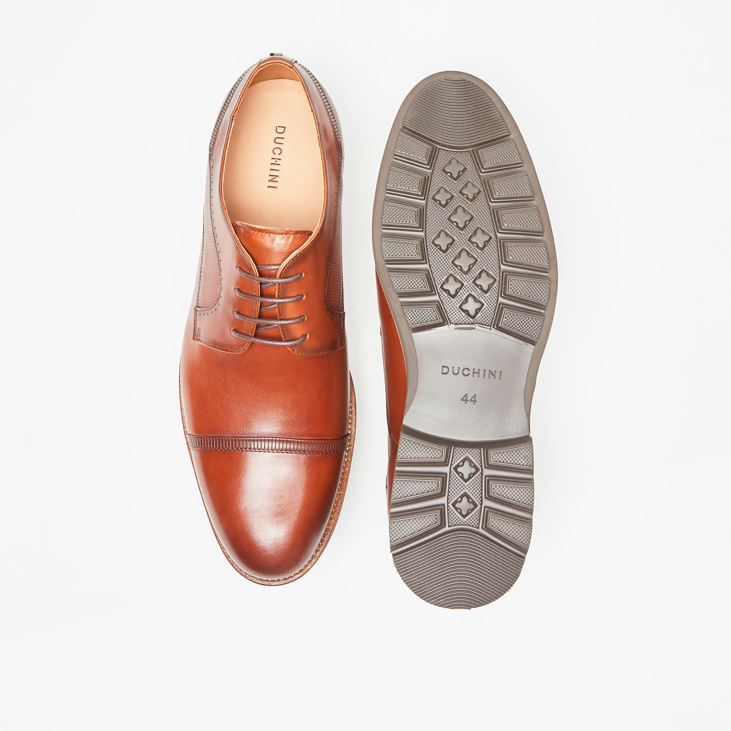 Duchini Men's Textured Derby Shoes with Lace-Up Closure-men-shoes-formalshoes-image-5