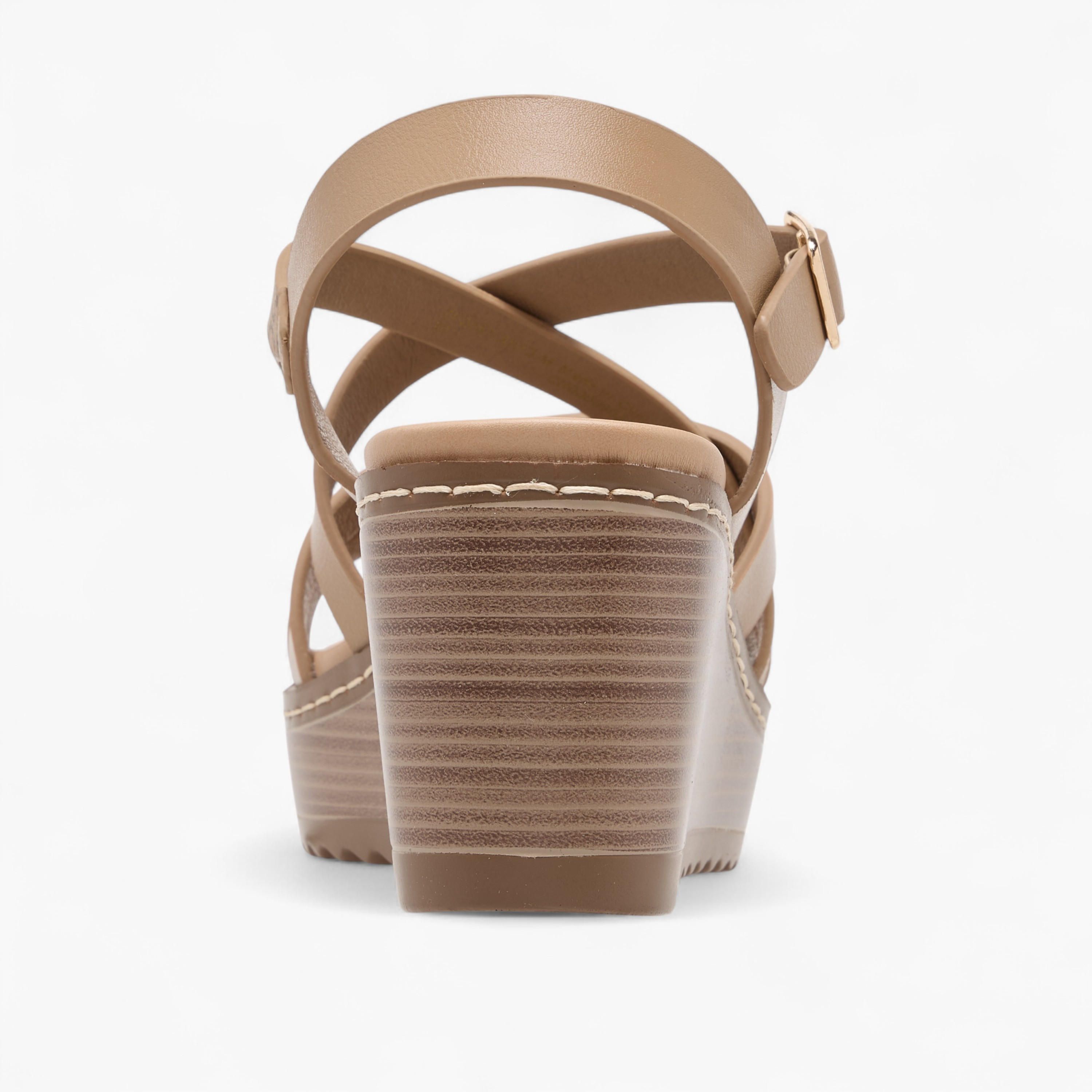 Celeste Women's Logo Print Cross Strap Sandals with Wedge Heel-women-shoes-sandals-heeled-image-5