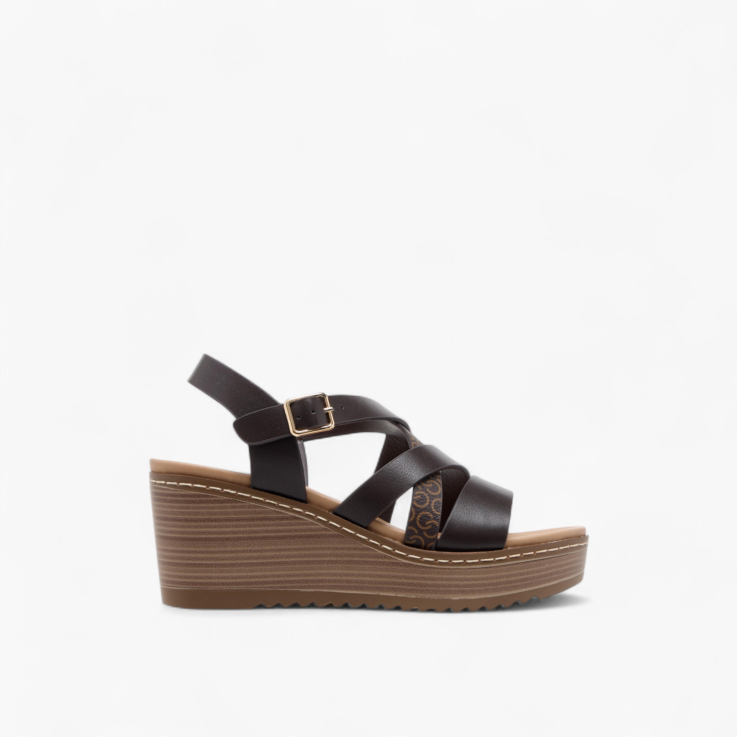 Celeste Women's Logo Print Cross Strap Sandals with Wedge Heel-women-shoes-sandals-heeled-image-3