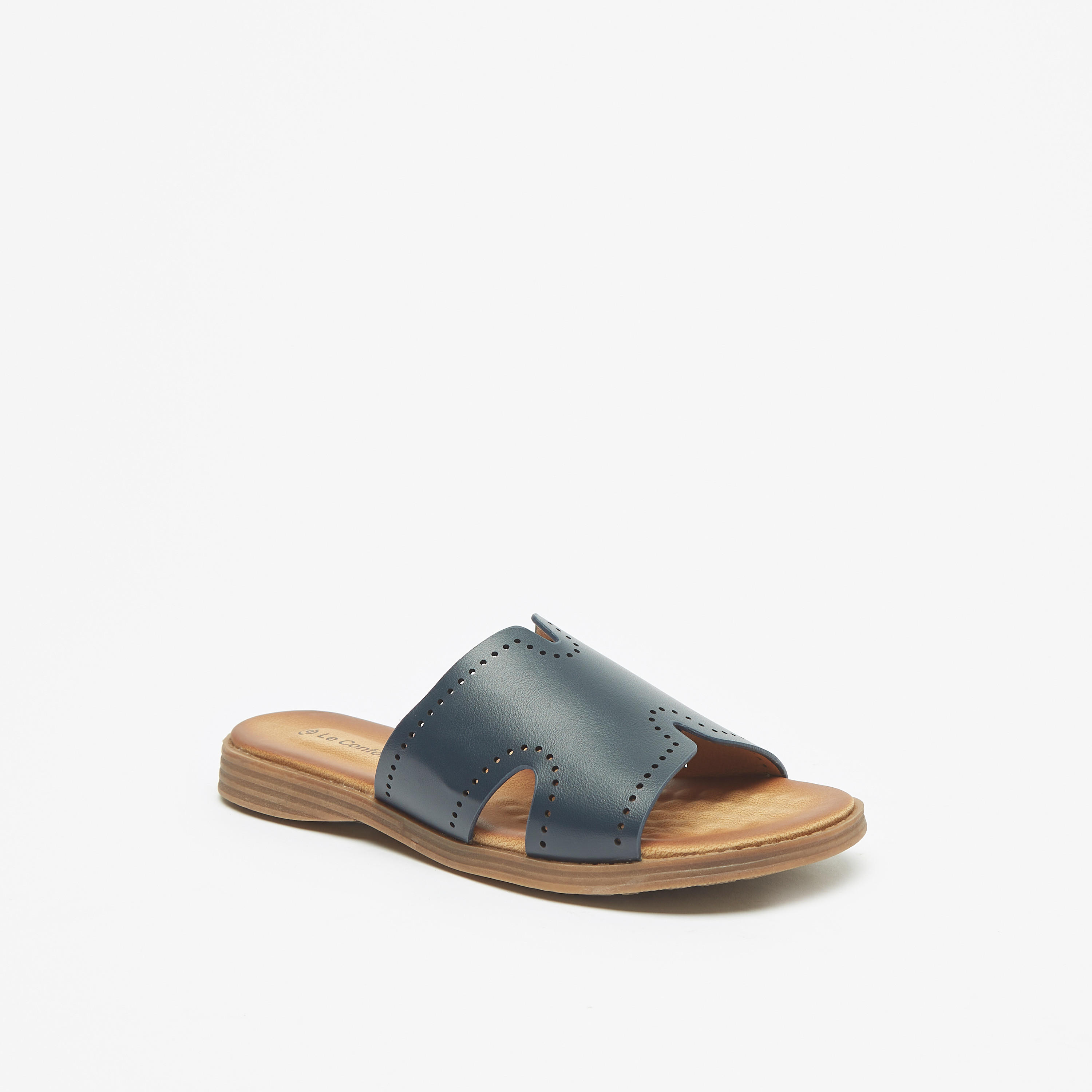 Le Confort Perforated Slip-On Slide Sandals-women-shoes-flats-sandals-image-1