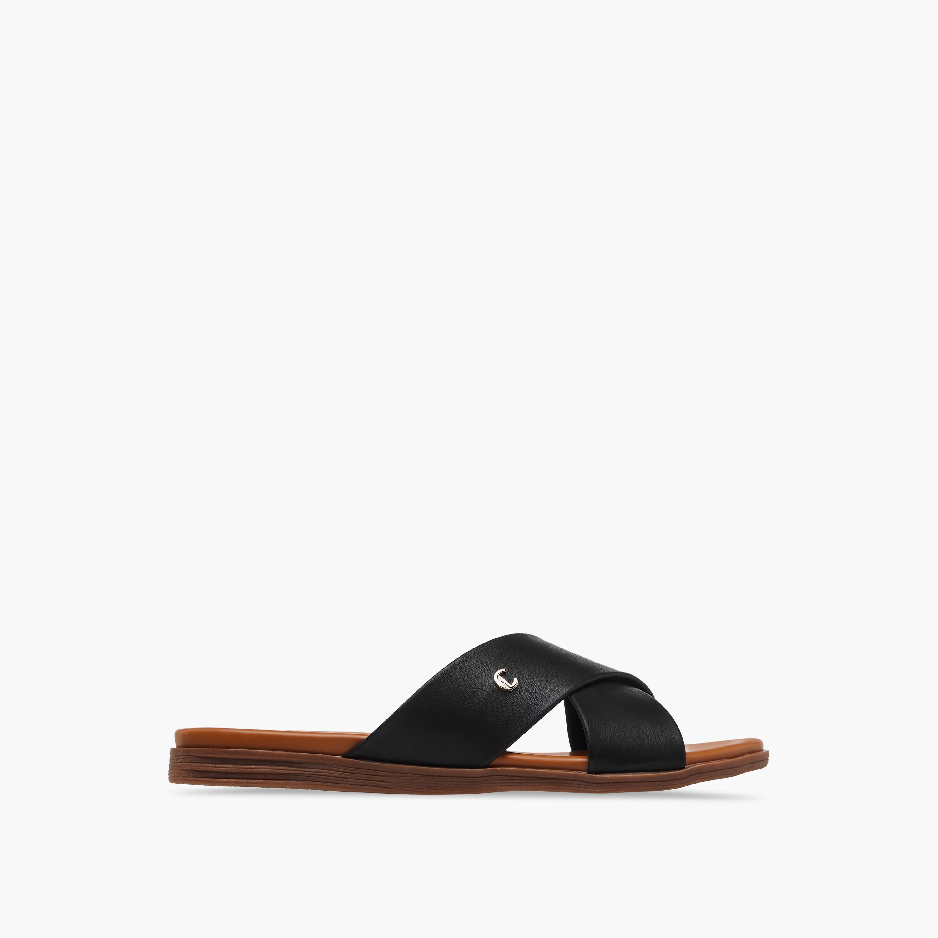 Le Confort Solid Cross Strap Comfort Sandals-women-shoes-flats-sandals-image-3