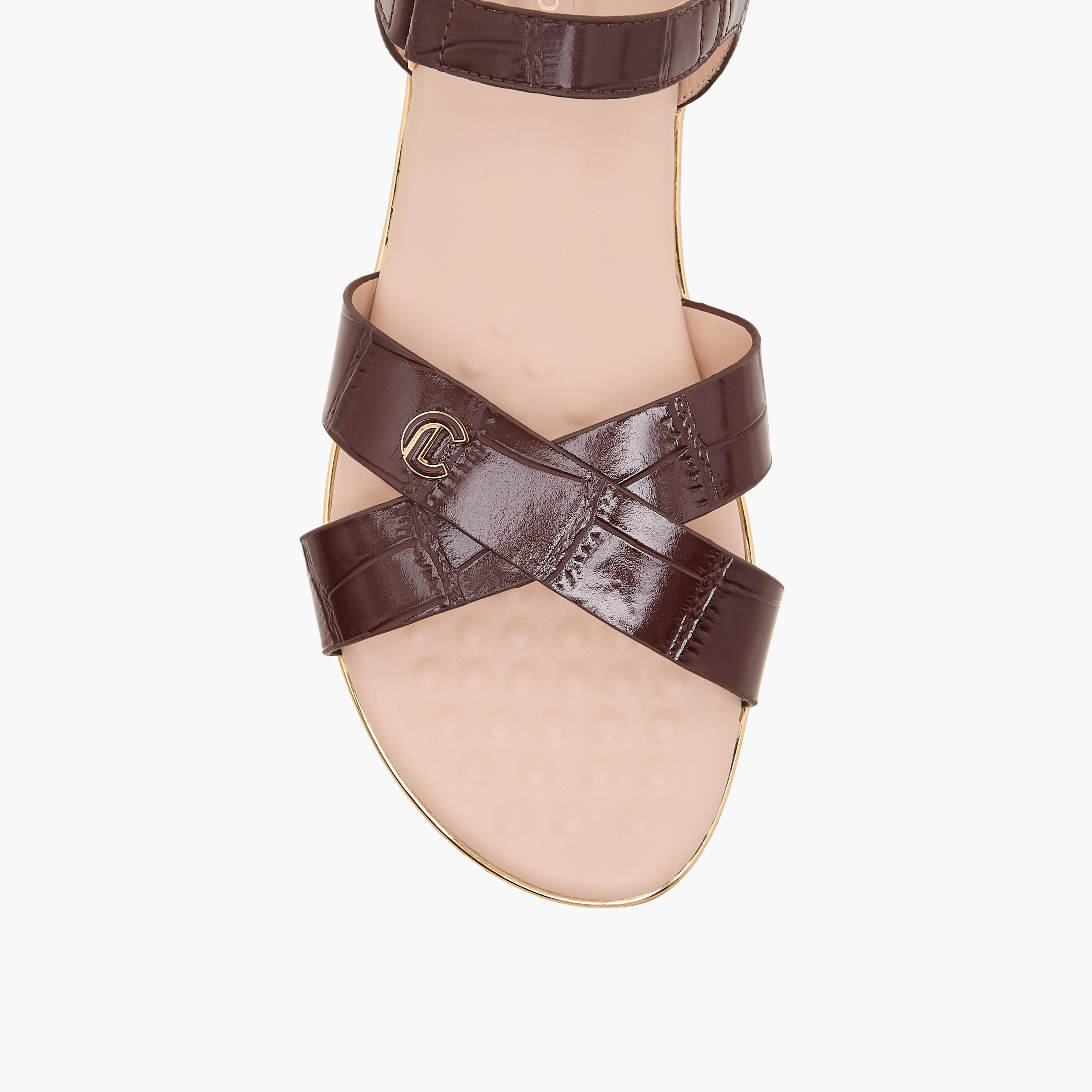 Le Confort Women Textured Cross Strap Sandals-women-shoes-flats-sandals-image-3
