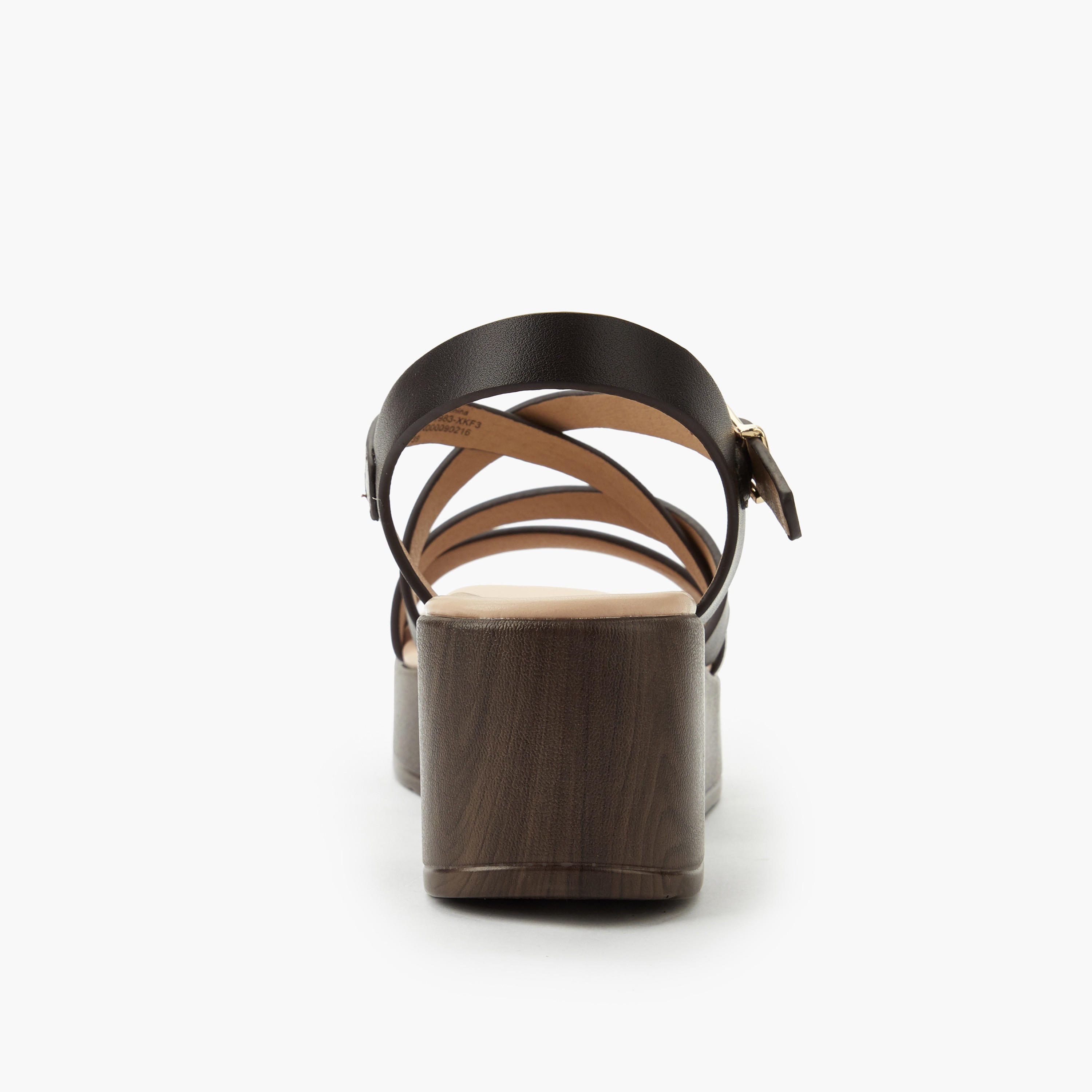 Surestep Women Lightweight Metallic Textured Cross Strap Flatform Sandals-women-shoes-sandals-heeled-image-4