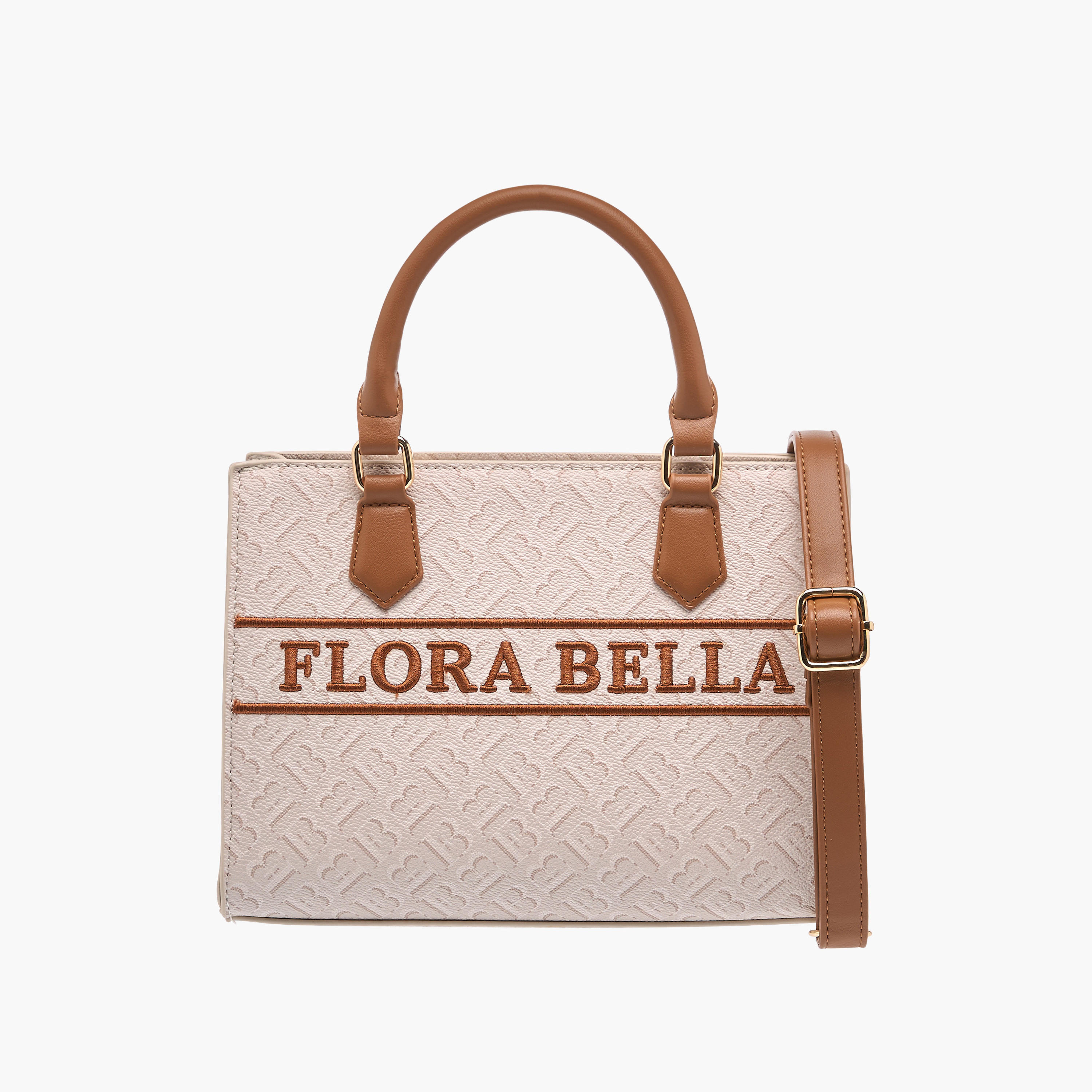 Flora Bella Monogram Print Tote Bag with Detachable Strap and Zip Closure-women-bagsandwallets-handbags-image-1