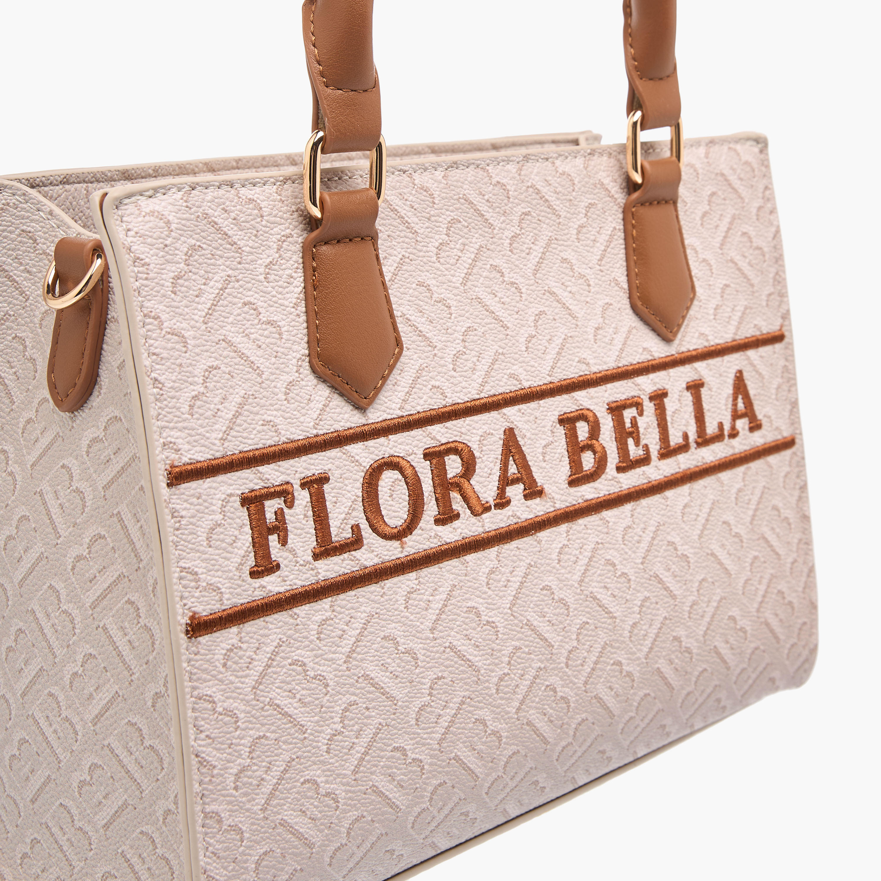 Flora Bella Monogram Print Tote Bag with Detachable Strap and Zip Closure-women-bagsandwallets-handbags-image-4