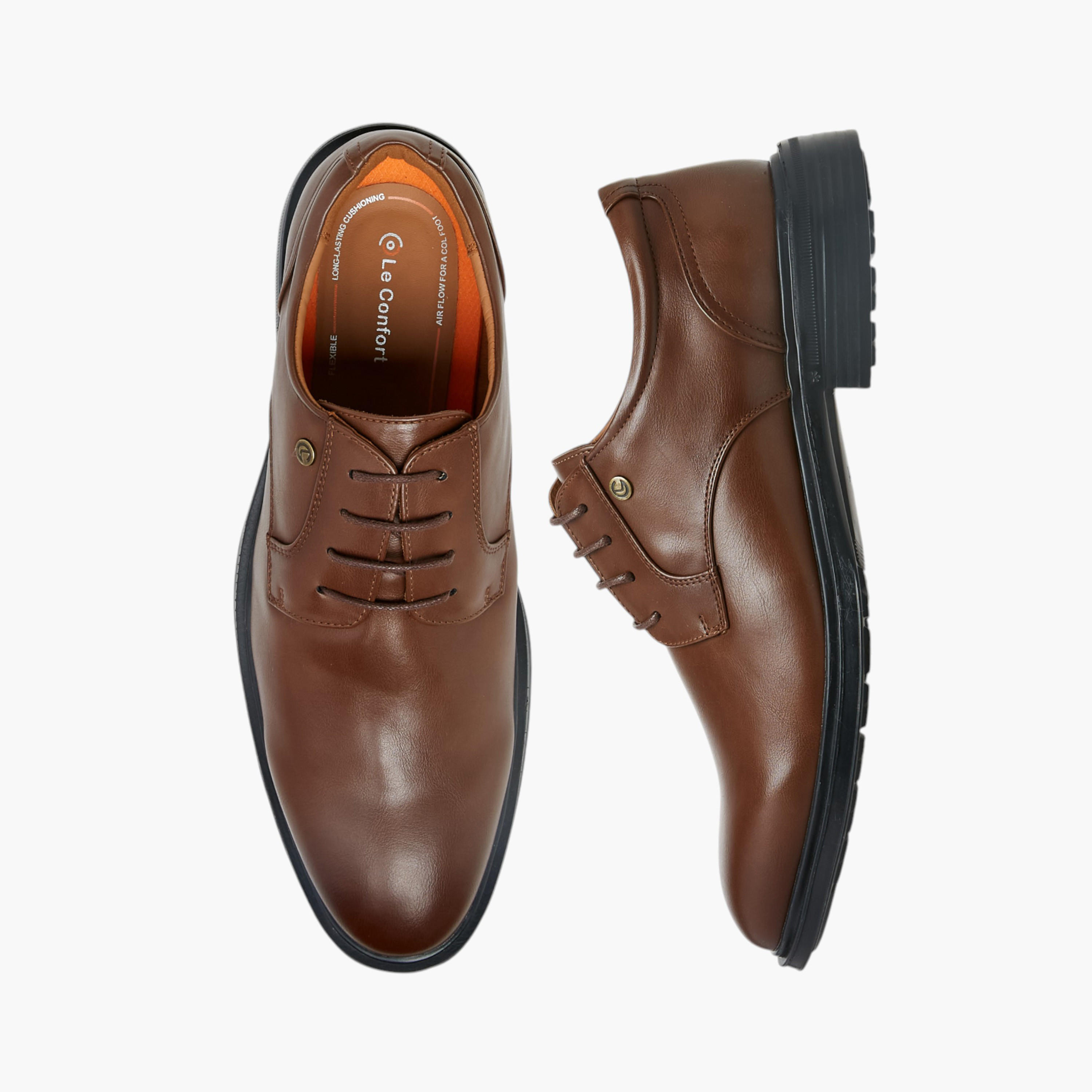 Le Confort Solid Lace-Up Derby Shoes-men-shoes-formalshoes-image-1