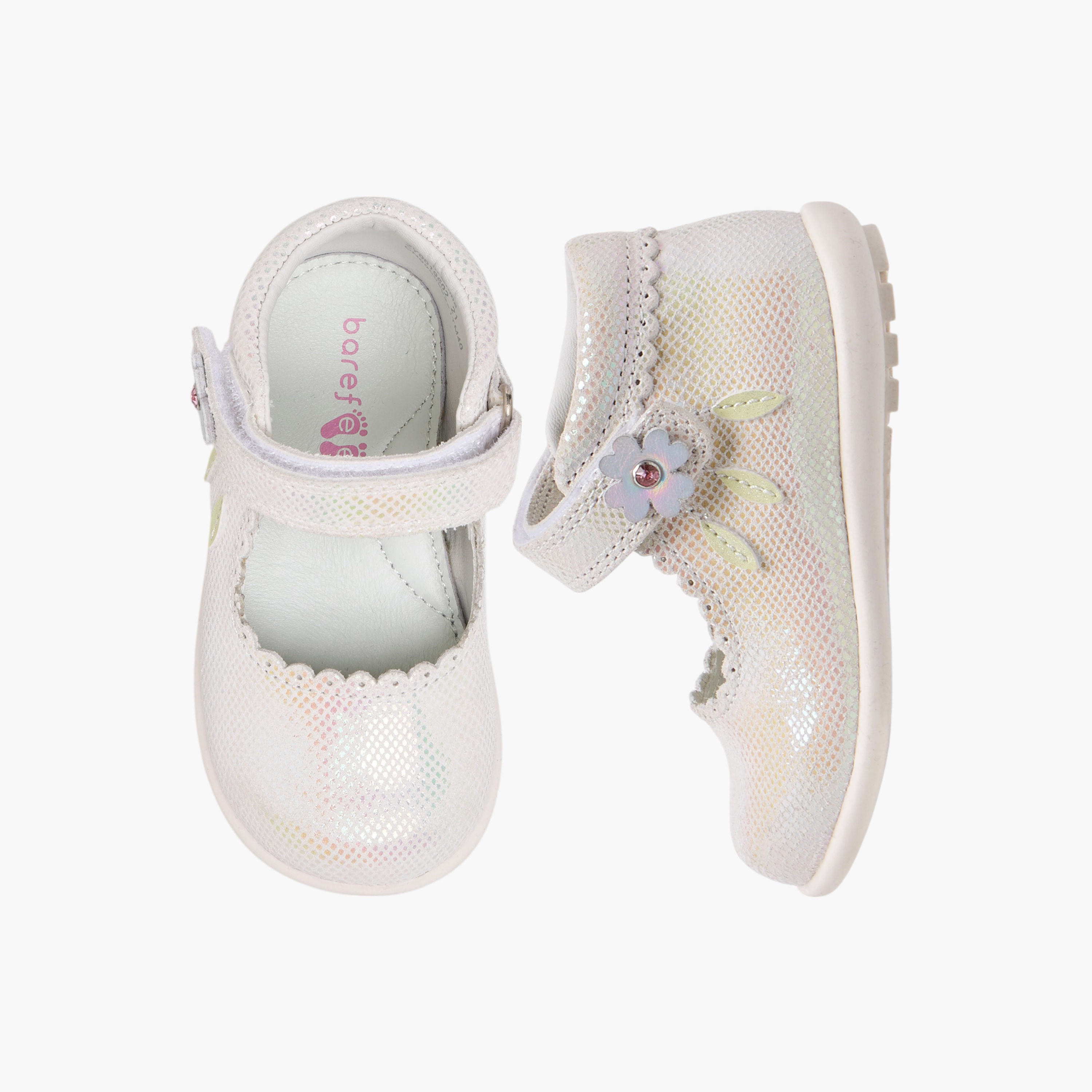 Barefeet Textured Mary Jane Shoes with Hook and Loop Closure-girls-shoes-maryjanes-image-1